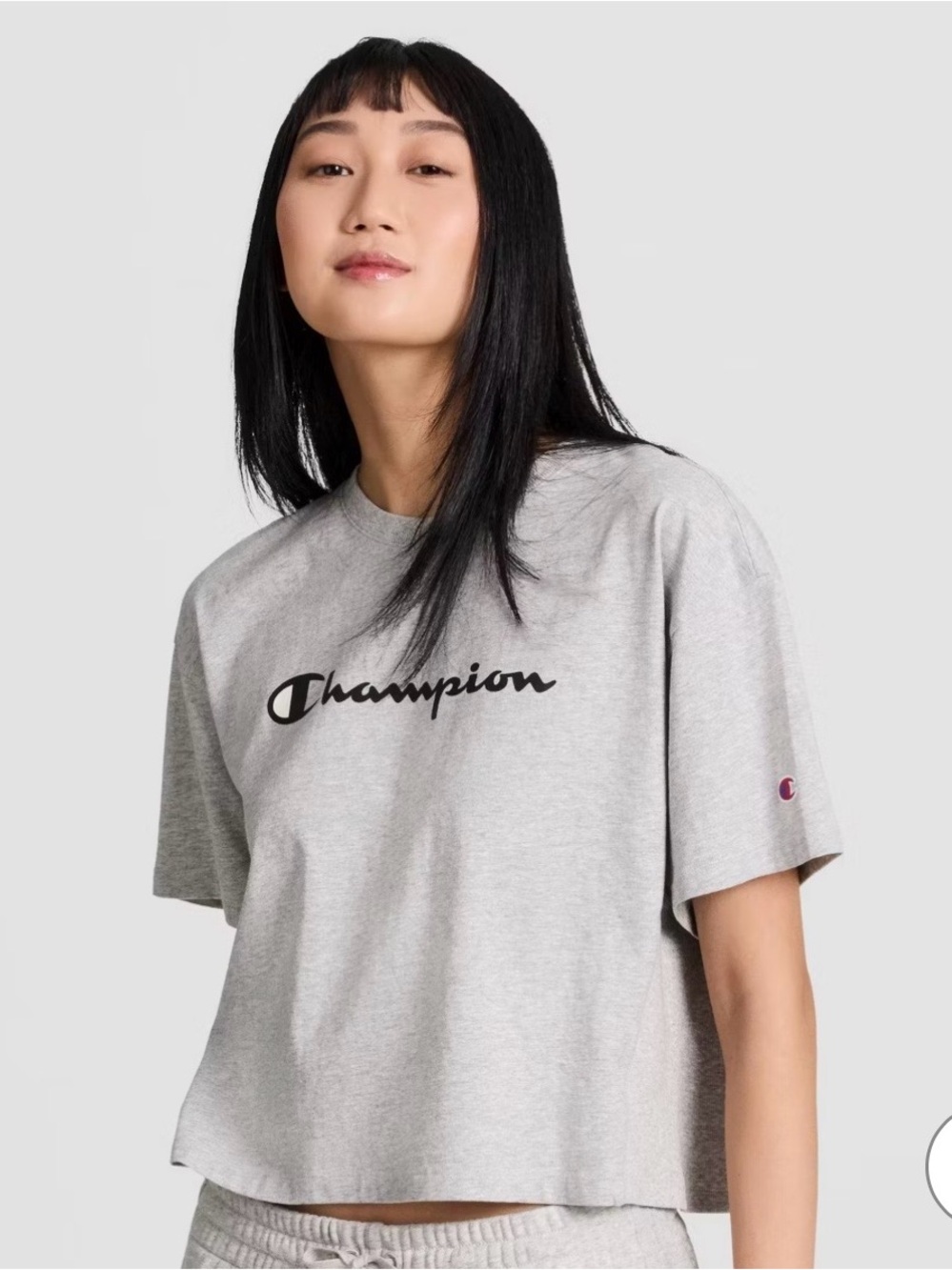 Champion Light Gray Short Sleeve Logo Tee